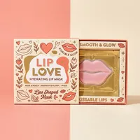 View: Lip mask box with a wide window showing a gold-backed lip patch on a peach background