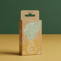 View: Kraft lip balm box with a printed recycle instruction beside the euro slot at the top of the panel